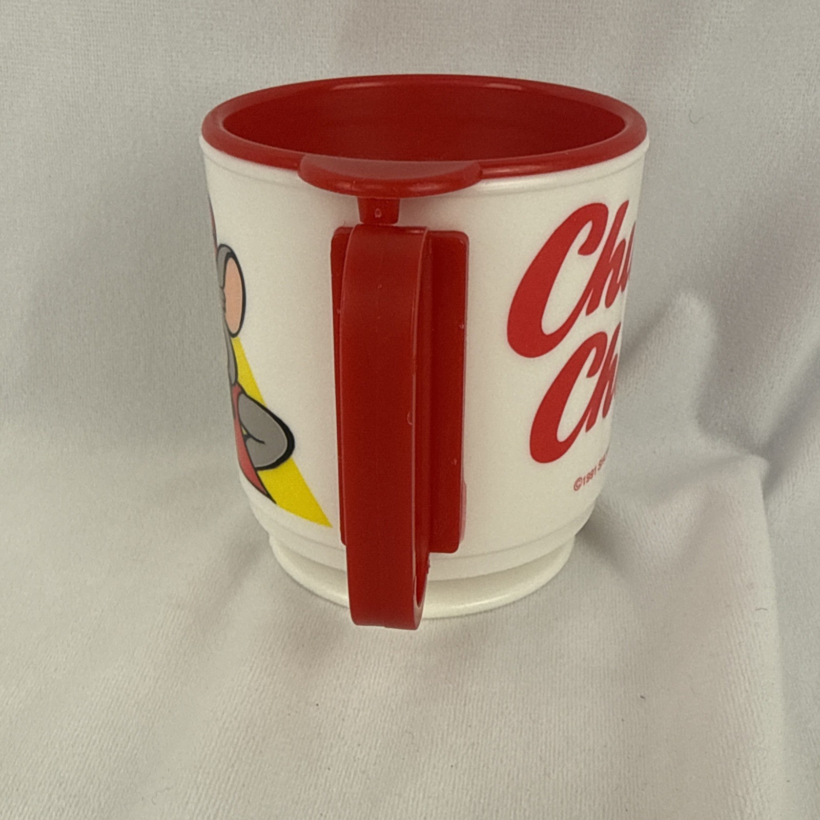 Chuck E. Cheese Showbiz Pizza Time 1991 Plastic Cup Mug Advertising With Lid