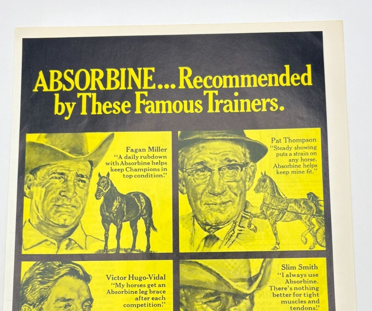 Vintage Print Ad 1970s Absorbine Liniment Famous Trainers Rodeo Highlights