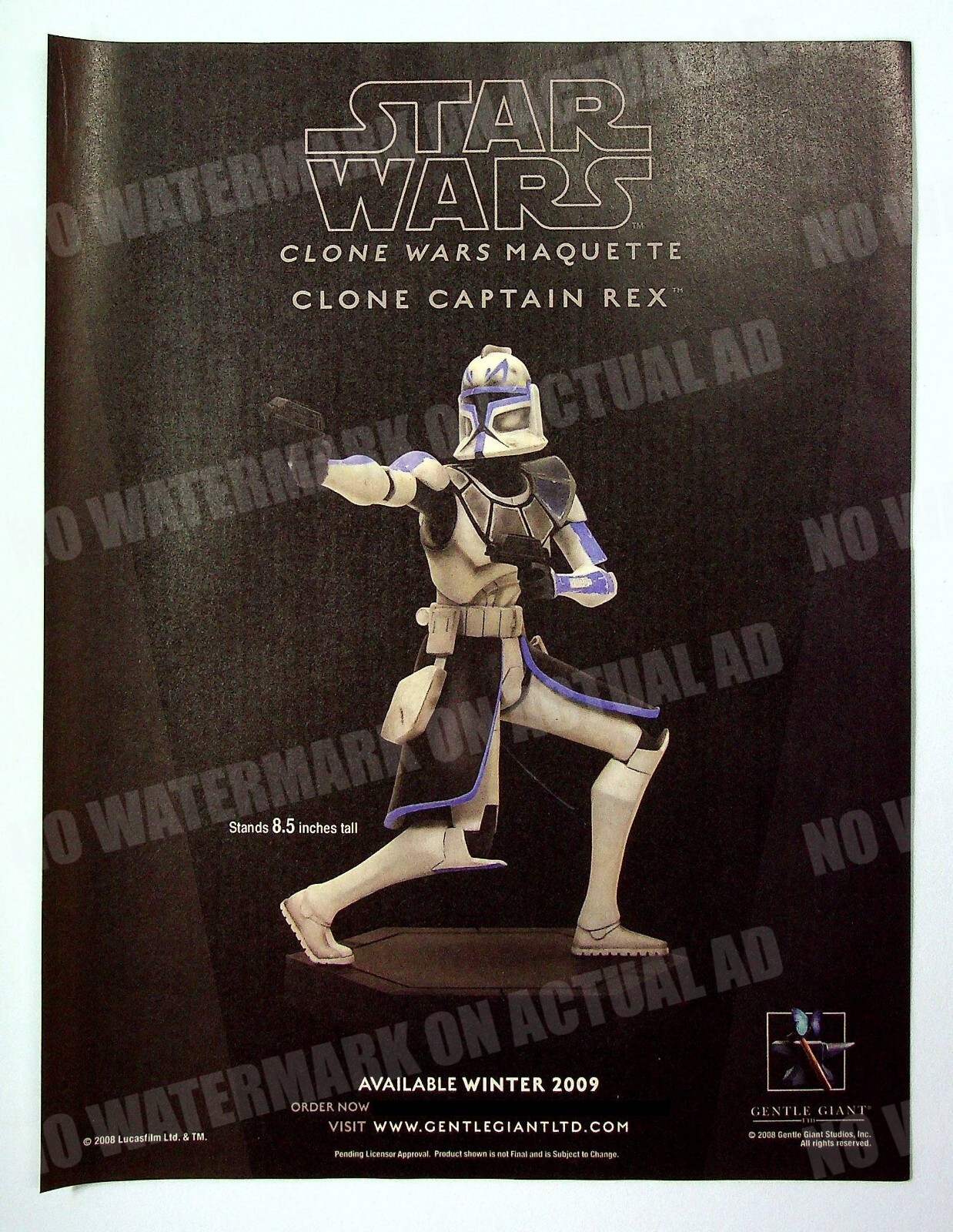 Star Wars Clone Captain Figure Gentle Giant 2008 Print Magazine Ad Poster ADVERT
