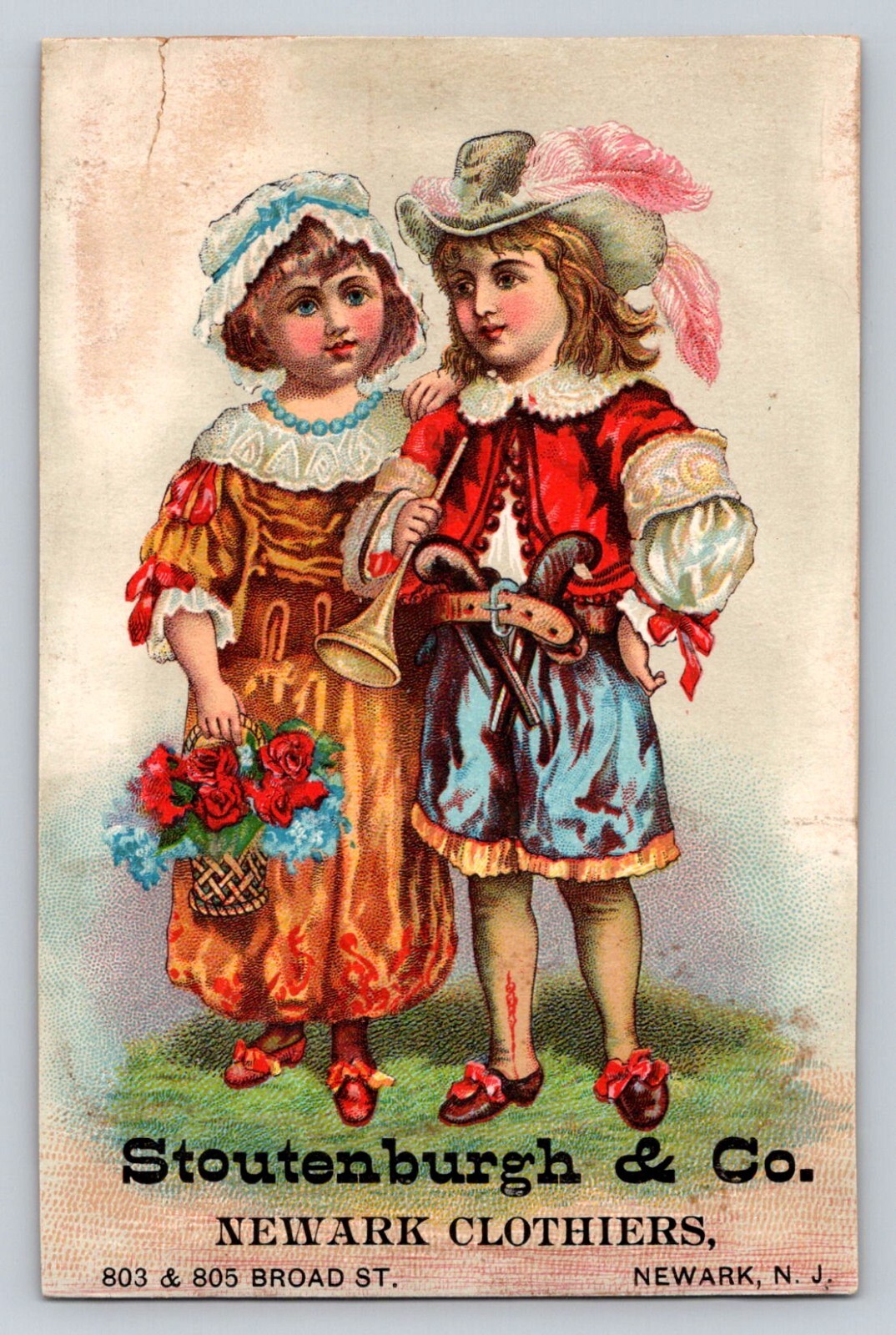 Stoutenburgh Newark clothiers Young Couple Horn Flower Flintlock New Jersey P103
