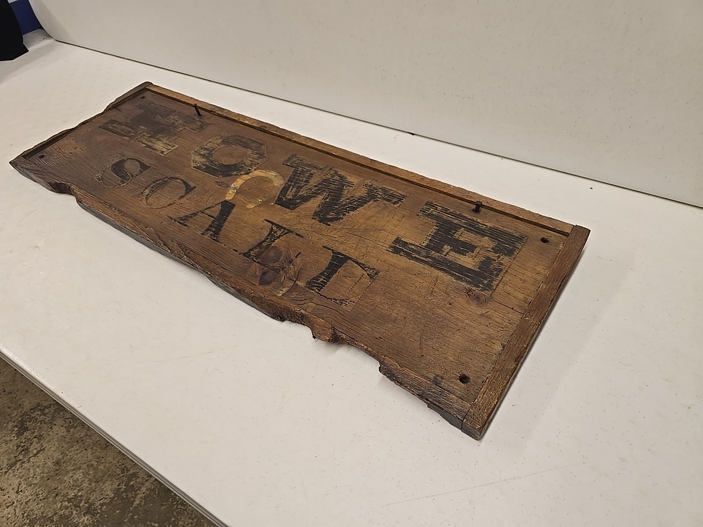 Antique 39″ Howe Scale Advertising Embossed Horseshoe Wood Framed Sign