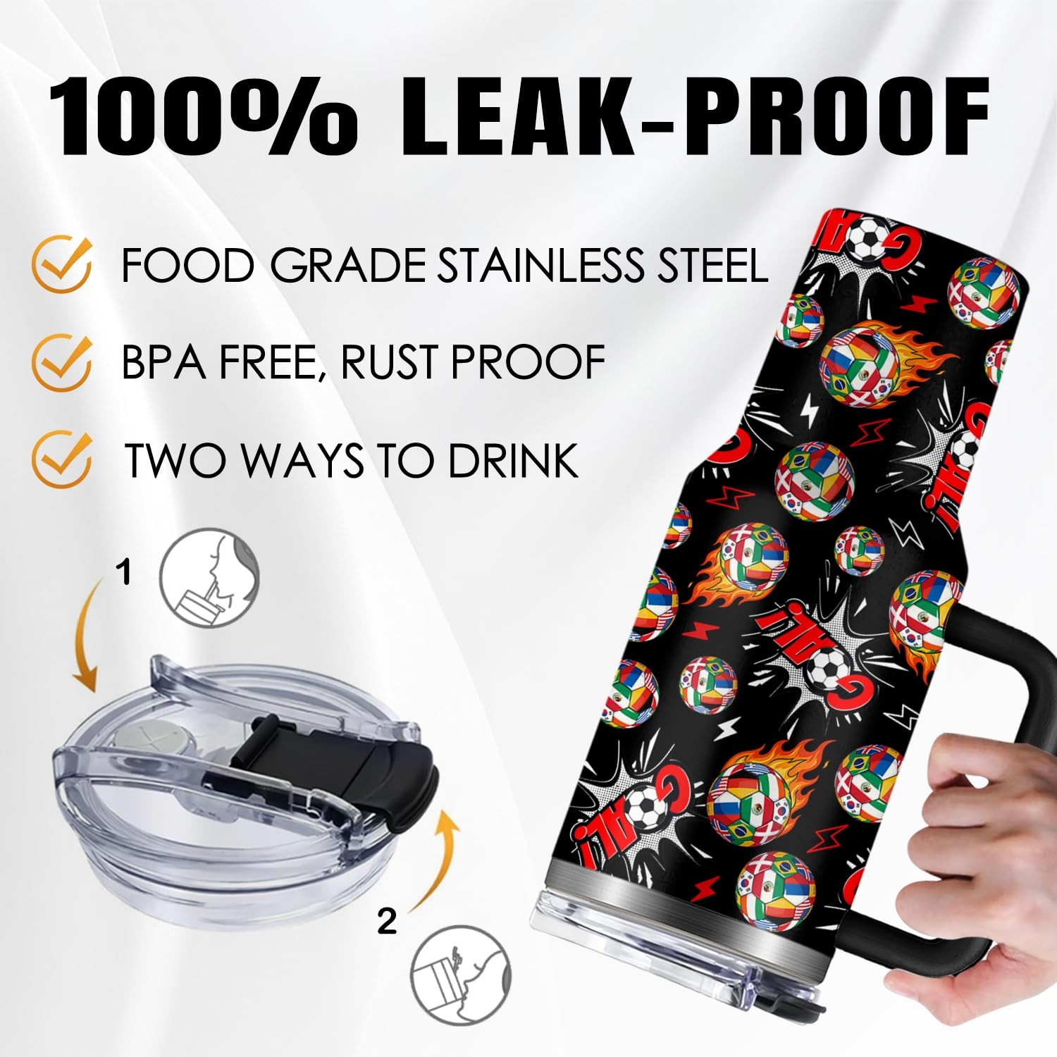 Soccer Gifts for Men Women 40 oz Tumbler with 40 Ounces, Soccer01