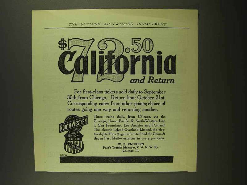 1908 Chicago, Union Pacific and North Western Line Ad