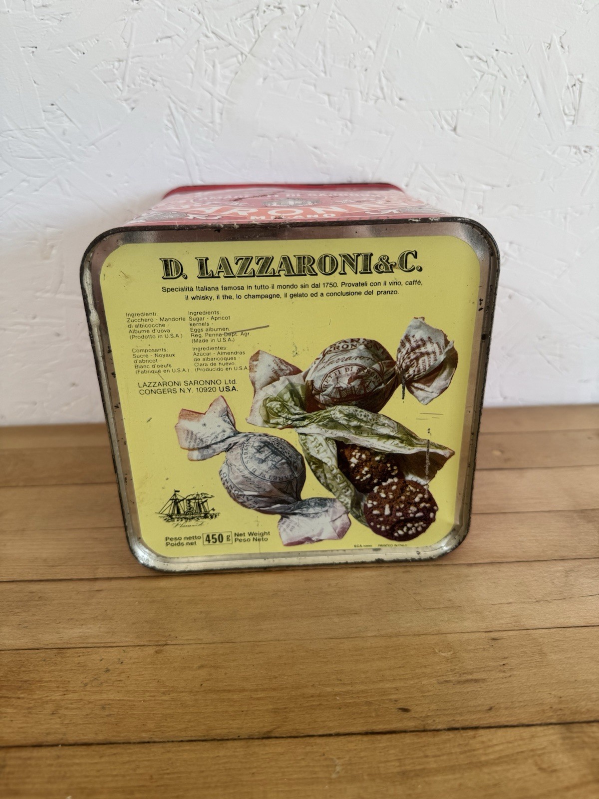 Lazzaroni Amaretti Di Saronno Italian Cookie Tin Used Empty Rusty Edges