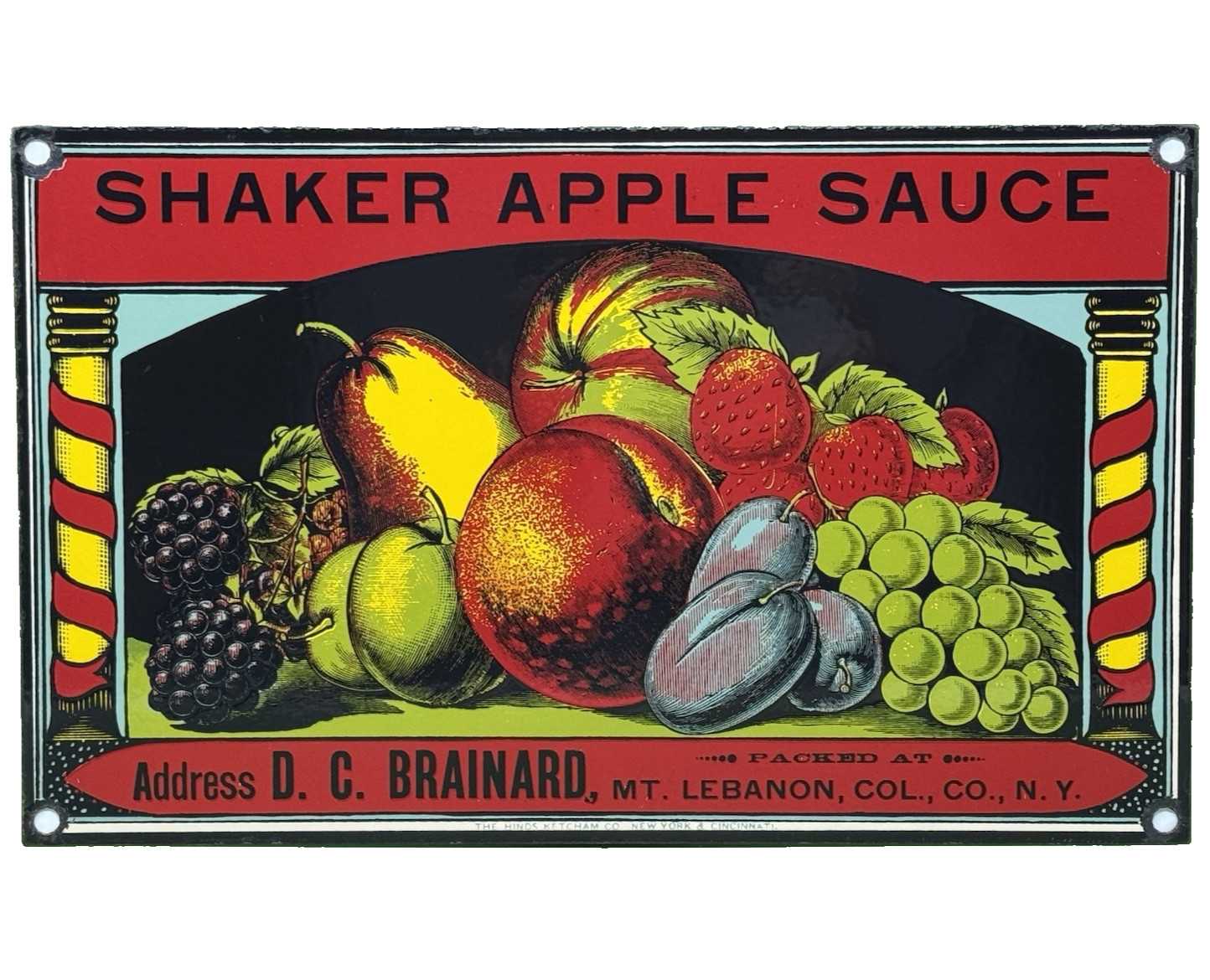 VINTAGE SHAKER APPLE SAUCE PORCELAIN SIGN GROCERY STORE FRESH FRUIT PRODUCE