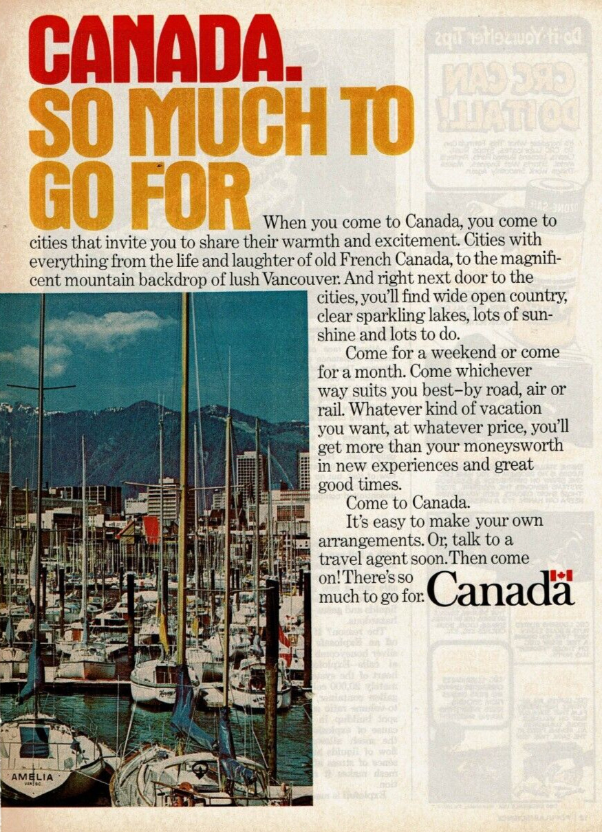 1977 Vintage Print Ad Canada So Much To Go For Travel Vacation French Vancouver