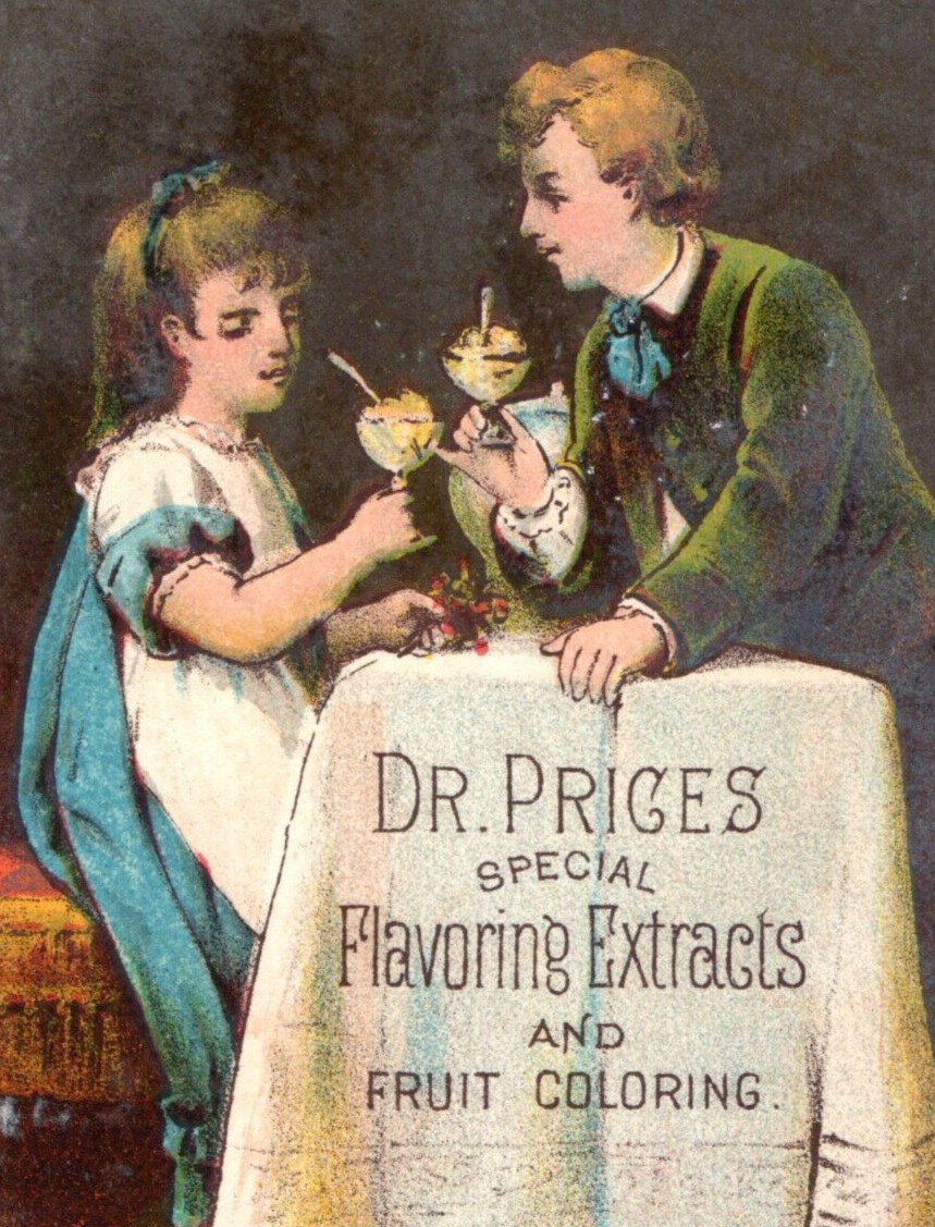 1880s Dr. Price’s Extracts Mfg’s Steele & Price Children Eating Ice-Cream F181