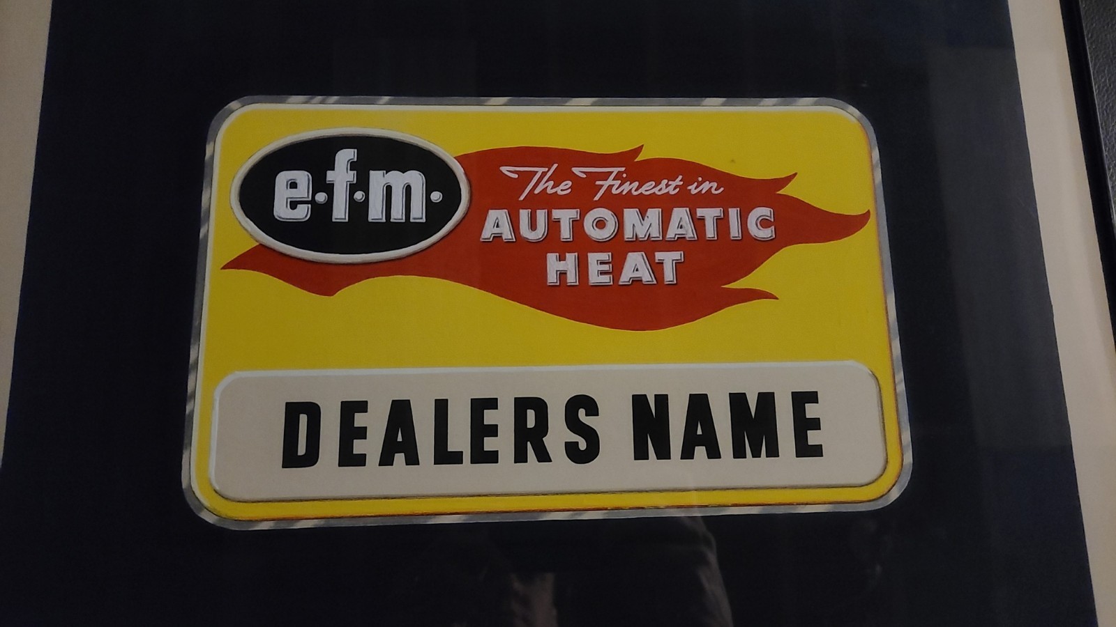 EFM Heating Oil Related Sign Vintage Advertisting Tin Glass Acryllic