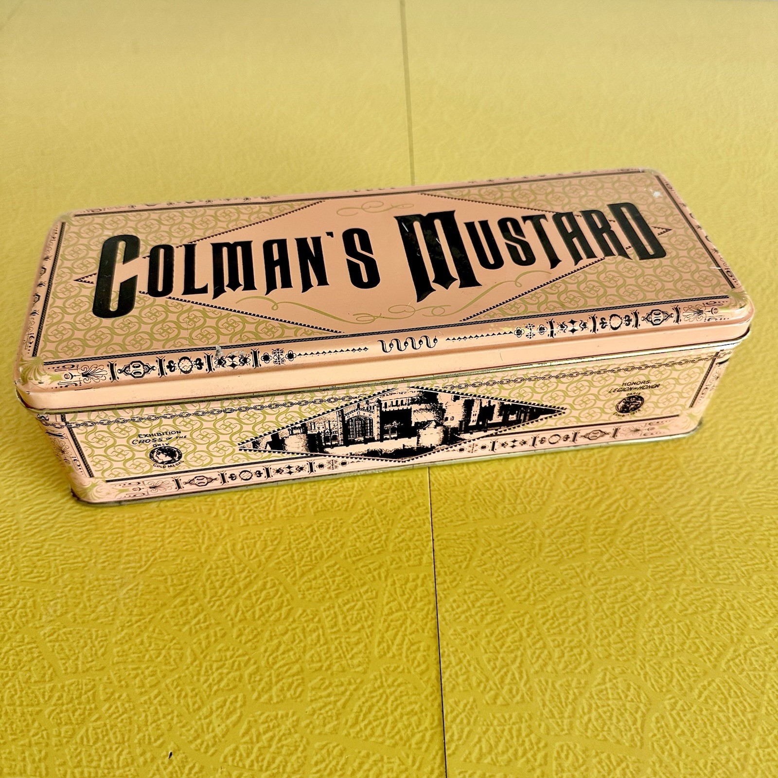 Vintage Coleman’s Mustard Collectible Tin Box 1990 Pink And Gold