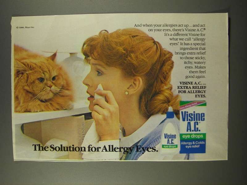 1986 Visinie A.C. Eye Drops Ad – The Solution for Allergy Eyes