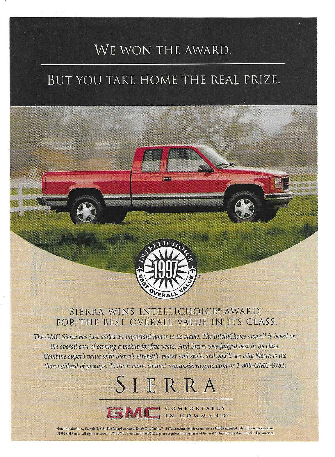 1997 GMC Sierra Pickup Truck “Comfortably In Command” Print Ad
