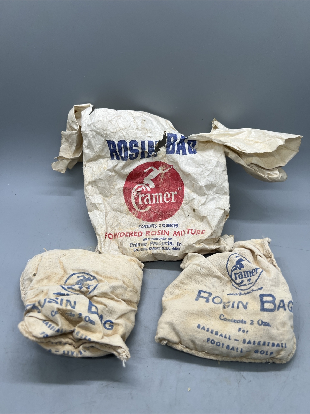 Rosin Bag Baseball Cramer Batter original paper Gardner Kansas Vintage