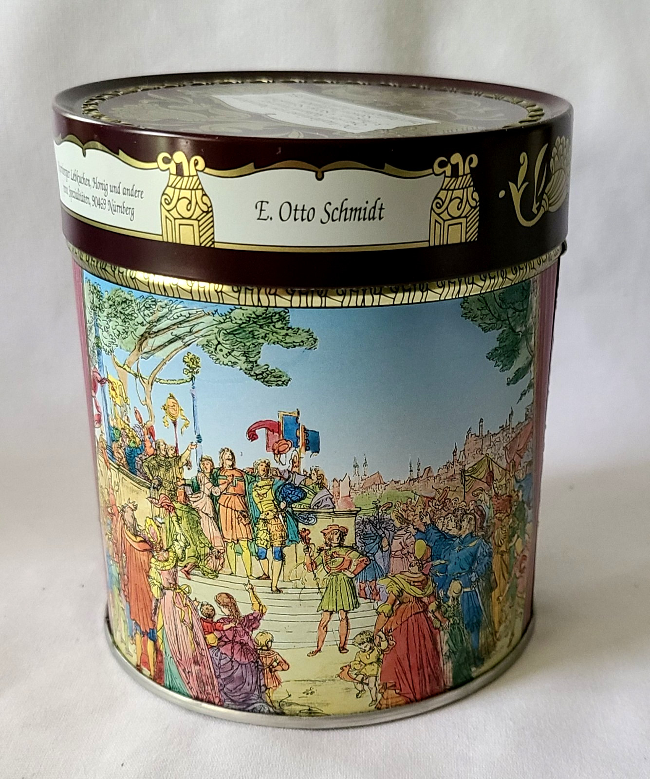 1998 E Otto Schmidt Lebkuchen Nuremberg Round Tin Germany