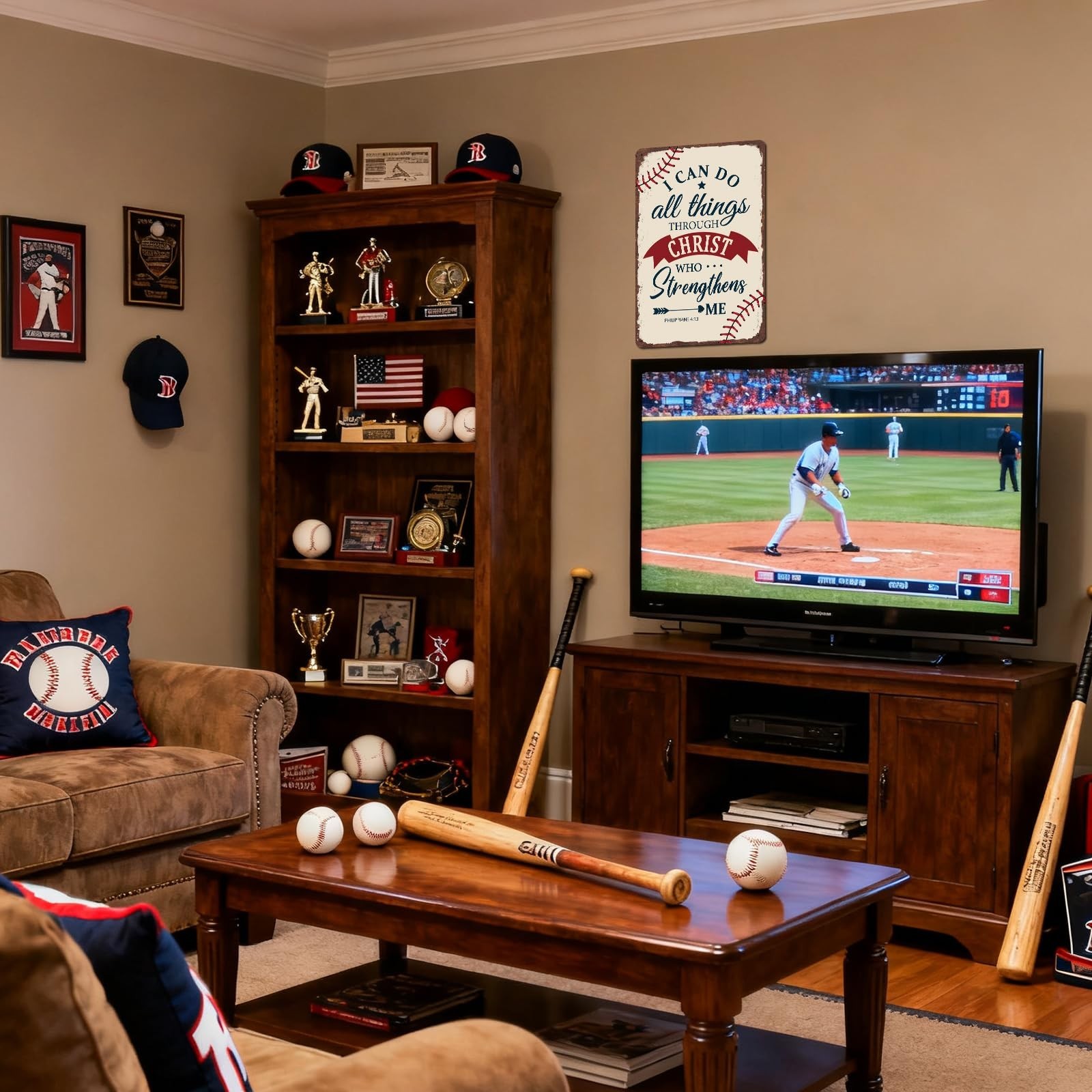 Vintage Baseball Wall Decor Sign – Retro 8×12 Inch Metal Tin Sign Sports Art …