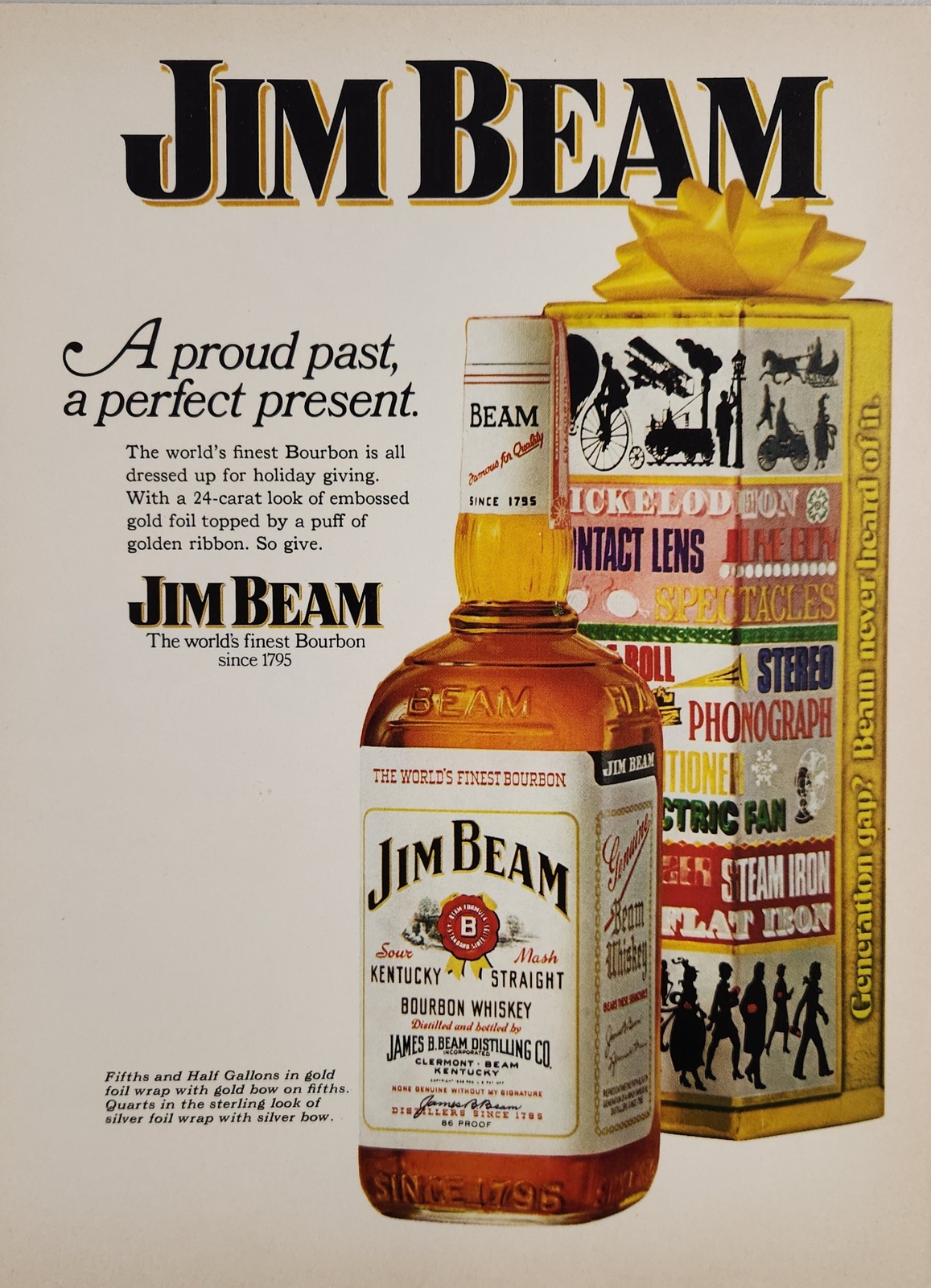 1972 Print Ad Jim Beam Kentucky Straight Bourbon Whiskey Christmas Gift Package