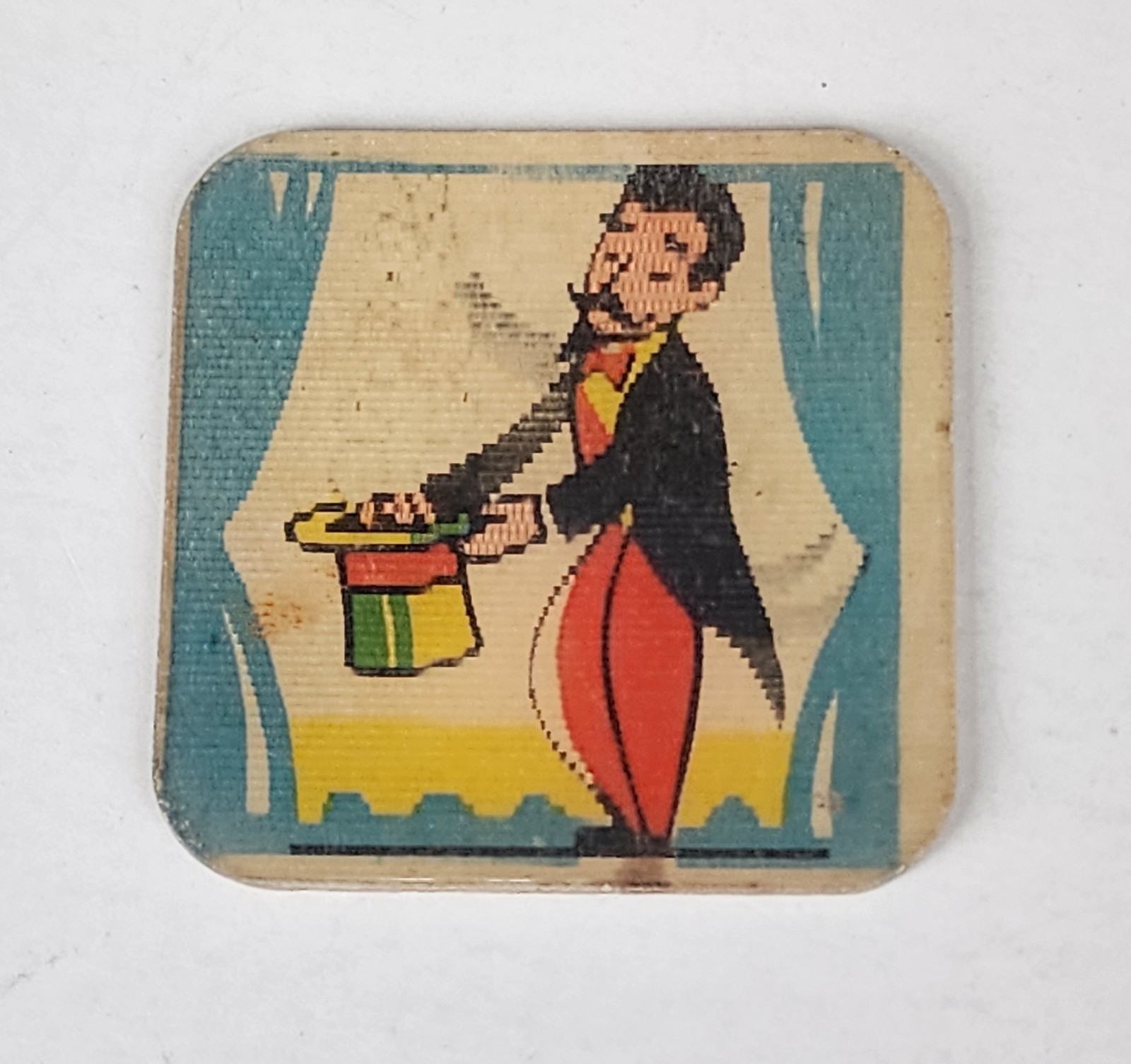1956 Tilt Card Premium Cracker Jack Prize Magician Pulling Rabbit from Hat Toy