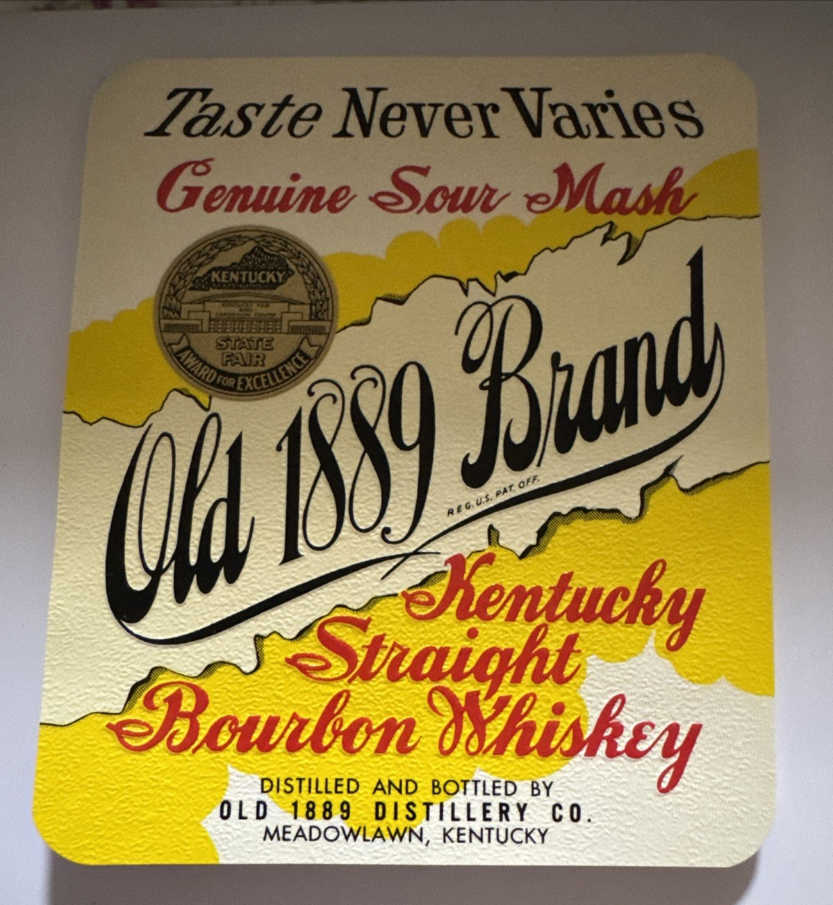 50 Vintage Old 1889 Kentucky Straight Whiskey Labels Meadowlawn, Kentucky X-Lrg