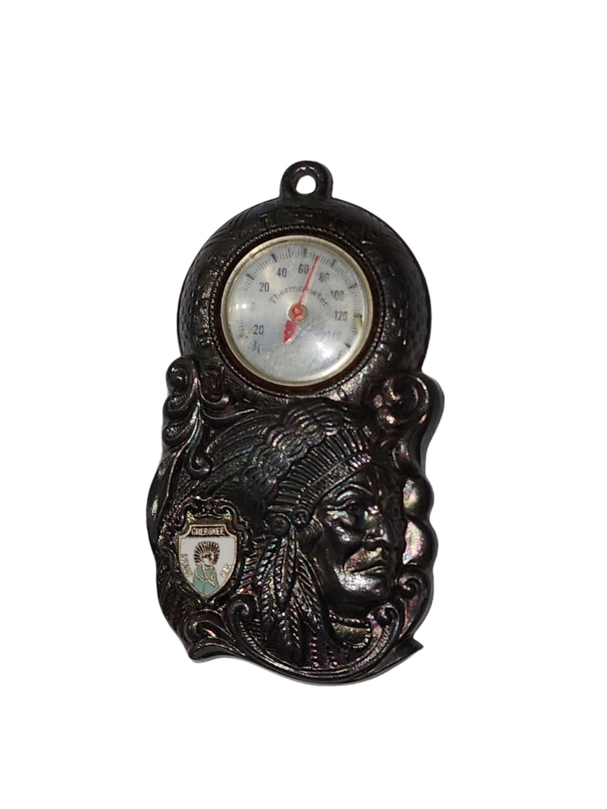 Metal Cherokee Indian Res – Souvenir Thermometer 4.25″ x 2.5″