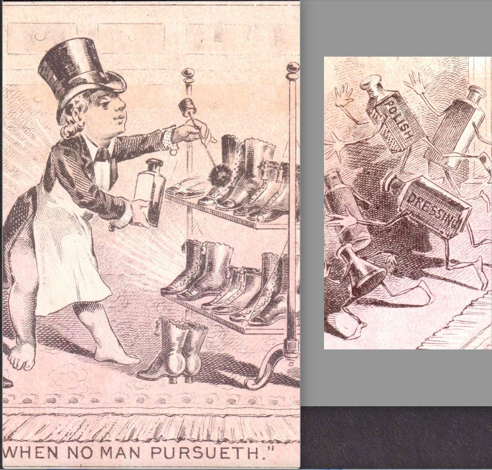 Victorian Wicked Flee Bottle Ladies Blacking Fantasy Shoe Boot Polish Trade Card