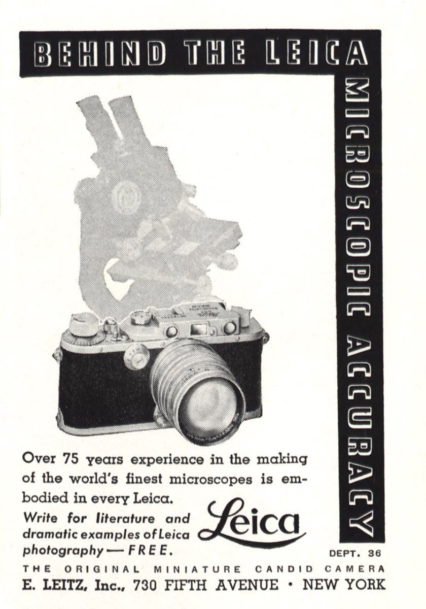 1937 Leica: Microscopic Accuracy Vintage Print Ad