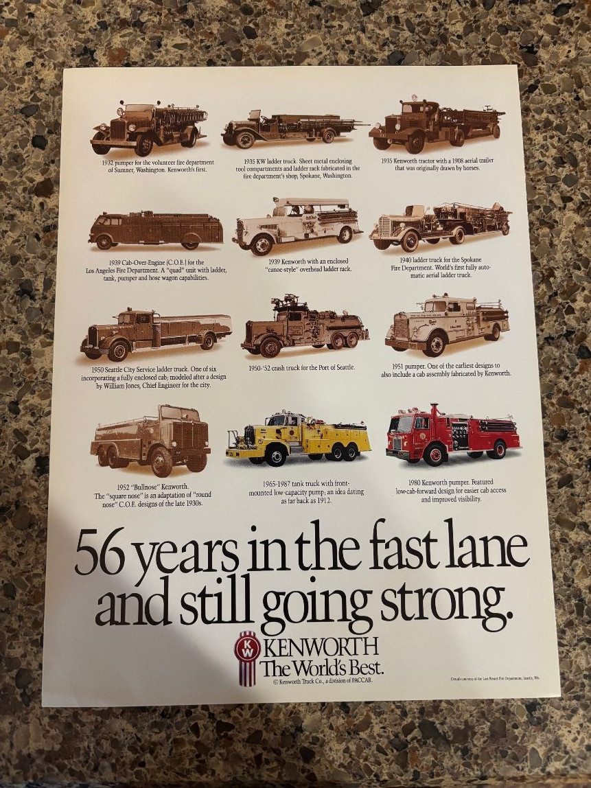 Kenworth fire Apparatus ￼ Truck ad Brochure Advertisement Literature
