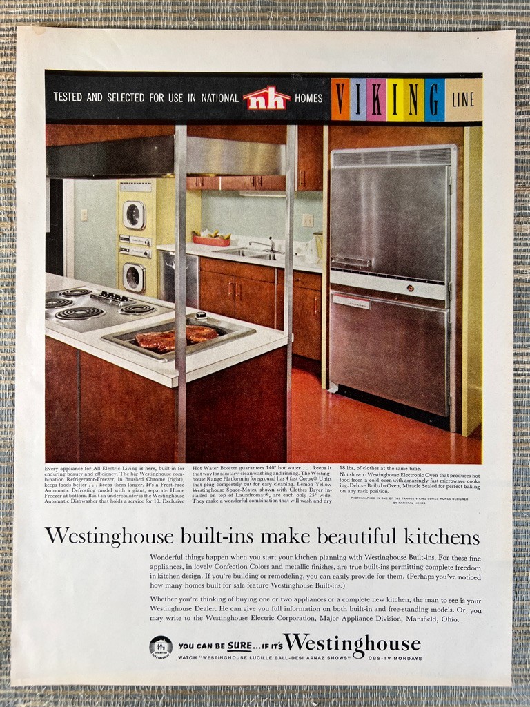 Westinghouse Build-In Appliances Refrigerator Dish Washer 1959 Vintage Print Ad