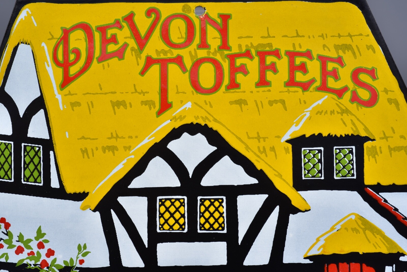 Vintage Handprinted Devon Toffees Porcelain Sign