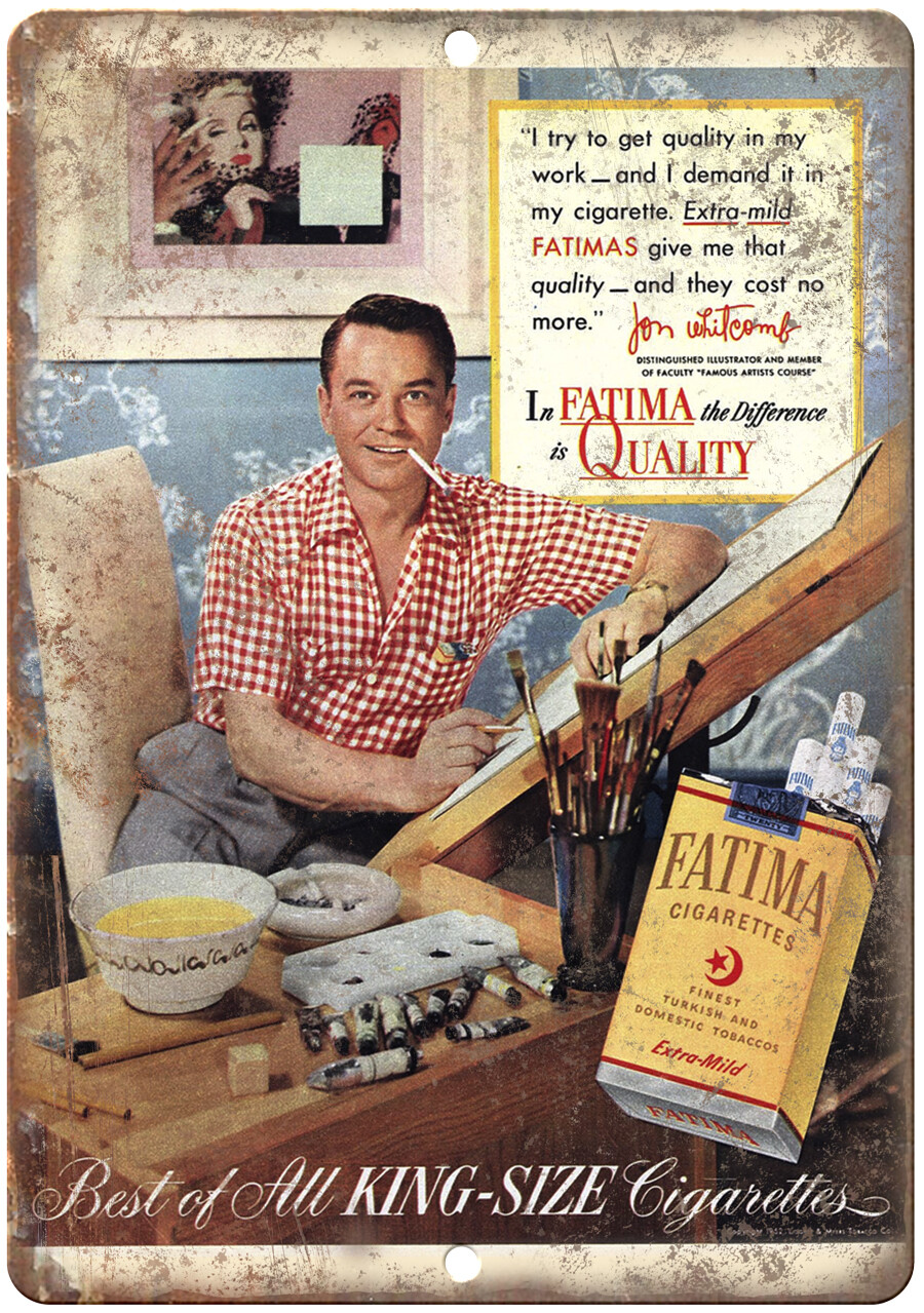 Fatima Cigarettes Turkish Tobacco Ad 12″ x 9″ Reproduction Metal Sign Y30
