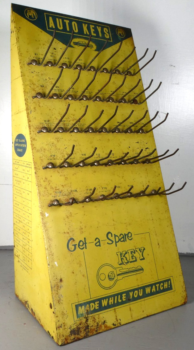 Vintage 1960’s GET A SPARE KEY Advertising Display w Bulldog and Orig. Graphics