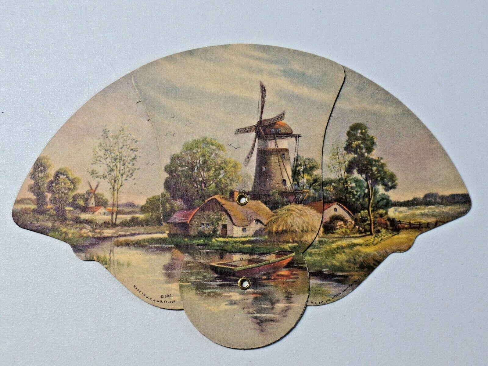 Vintage Fold-out Paper Advertising Fan Rogers Beauty Salon Detroit Windmill 7464