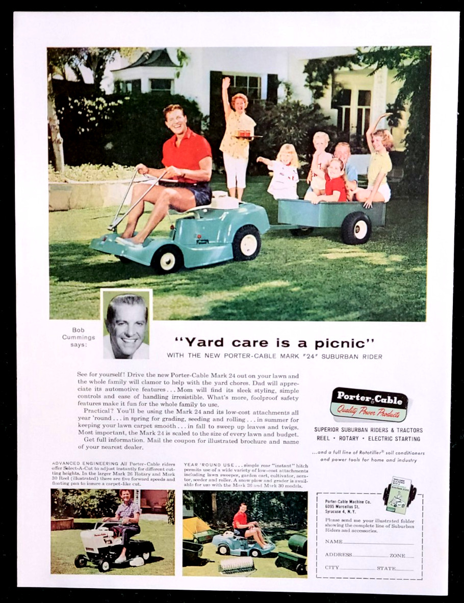 Porter-Cable Suburbon Rider Original 1960 Vintage Print Ad