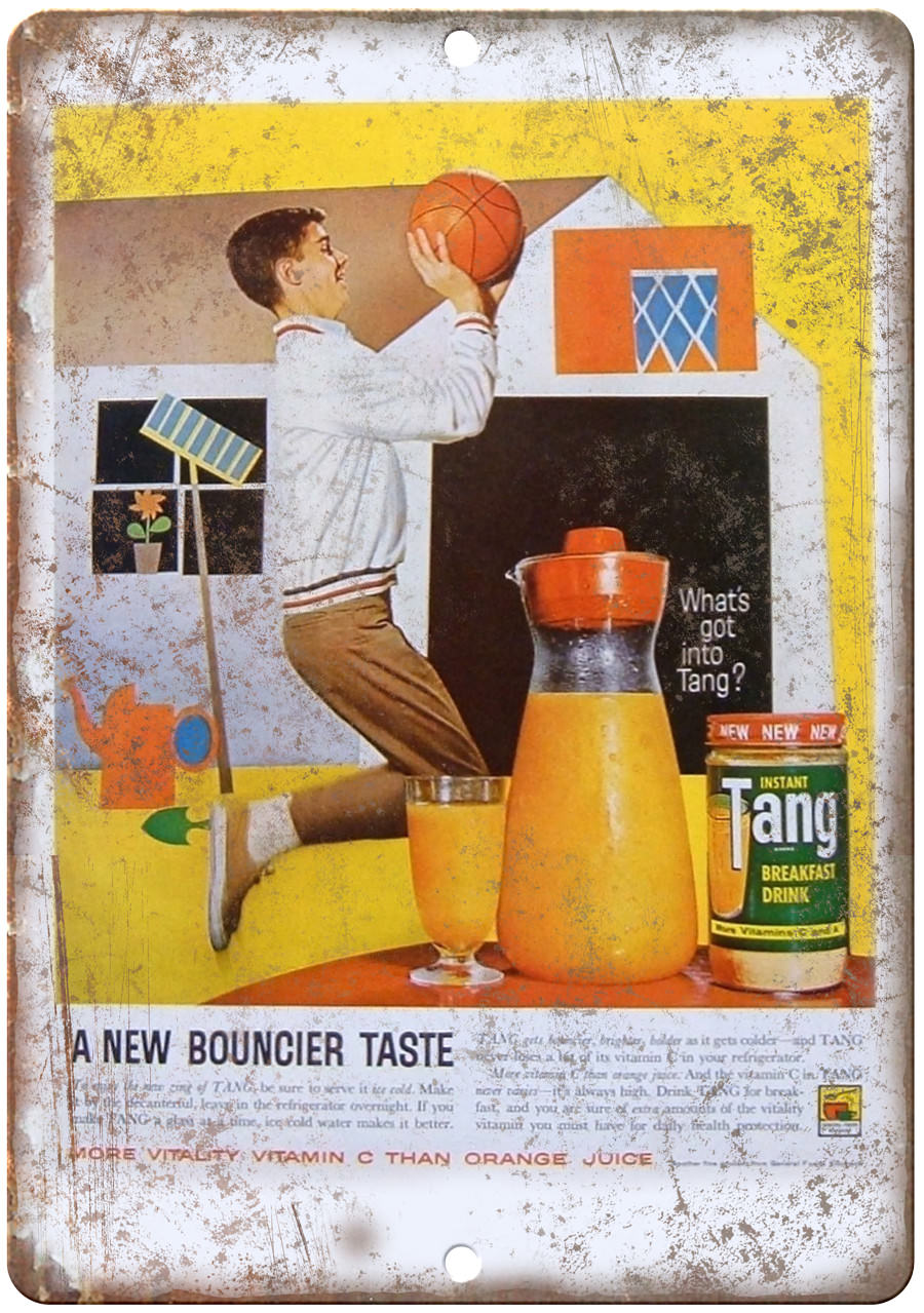 Tang Instant Breakfast Drink Orange Juice Ad 12″x9″ Reproduction Metal Sign N144