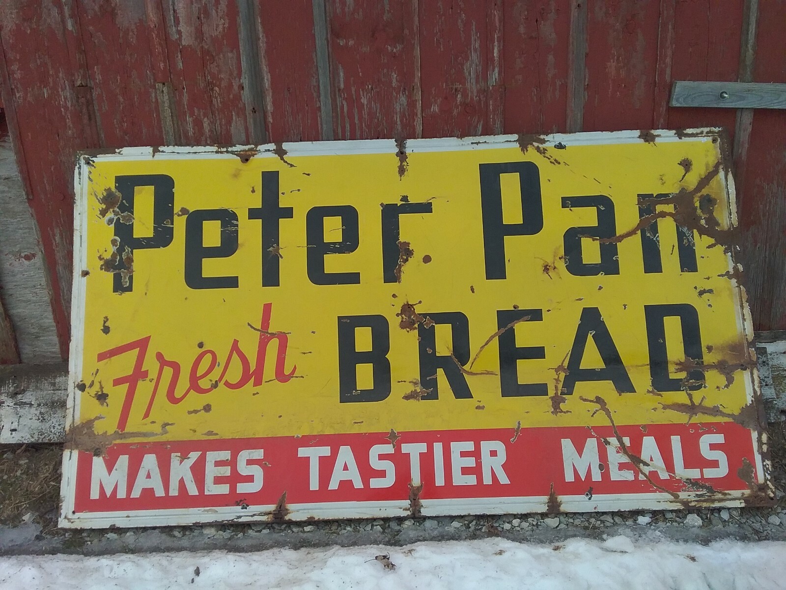 Vintage RARE PORCELAIN PETER PAN fresh bread Sign 95″×53″