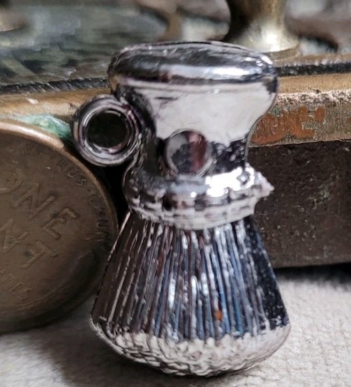 Vintage plastic Silver Chrome SHAVING BRUSH gumball charm prize jewelry