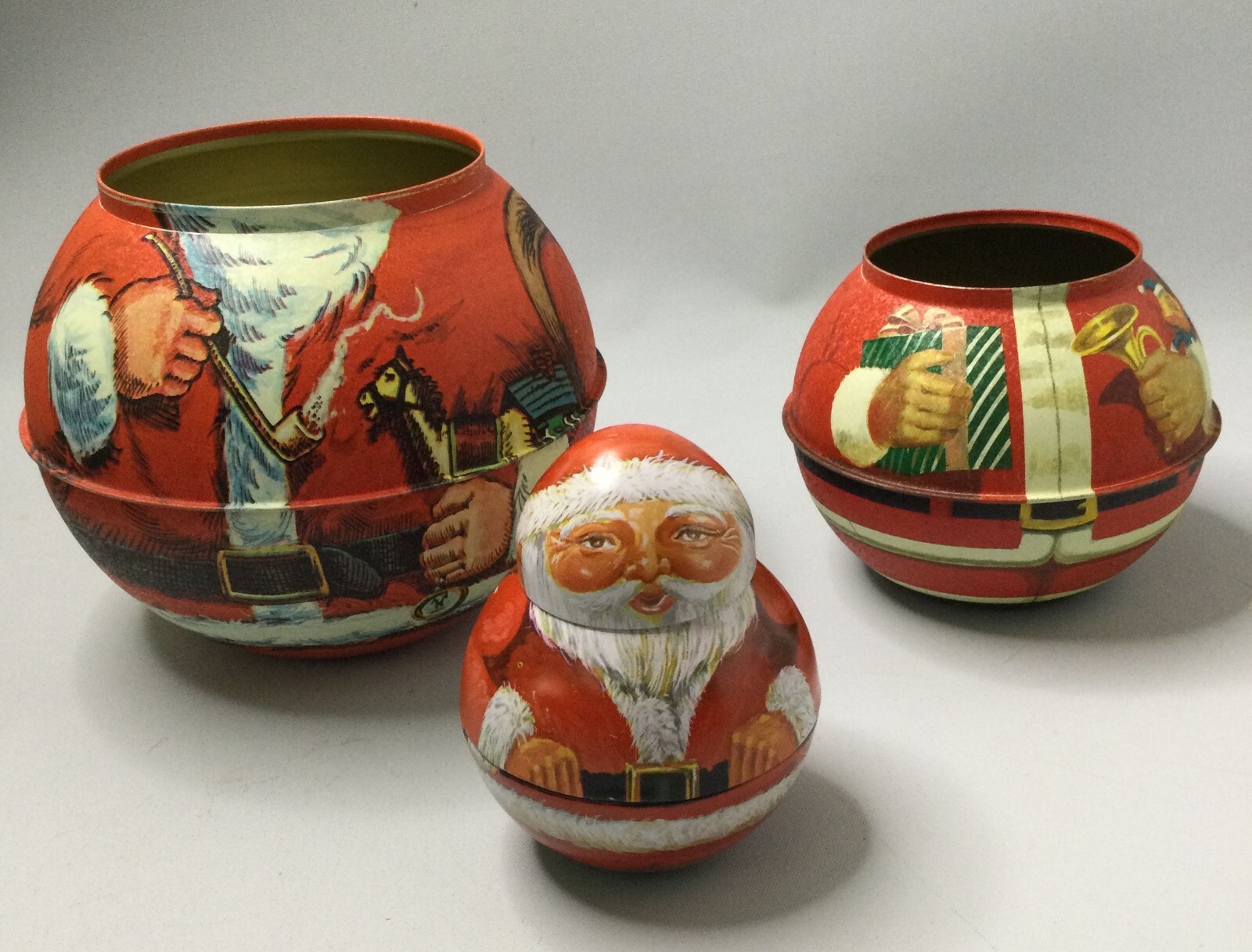 VTG SANTA Tin Bristol Ware No Top Cover/Shackman Tin Lot of 3 Replacement Parts