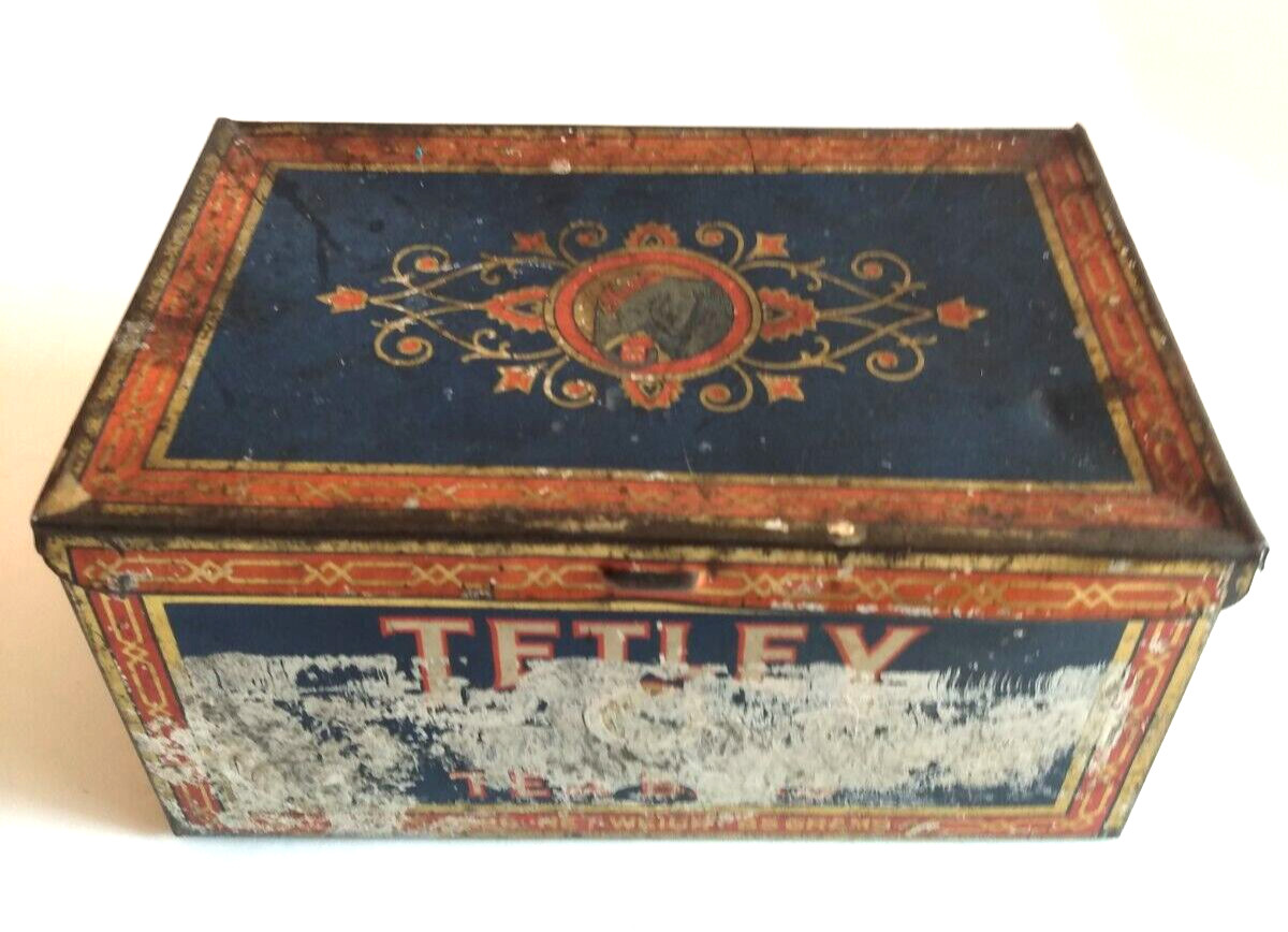 Vintage Tetley Tea Bags Tin Elephant Logo 5x3x2.5