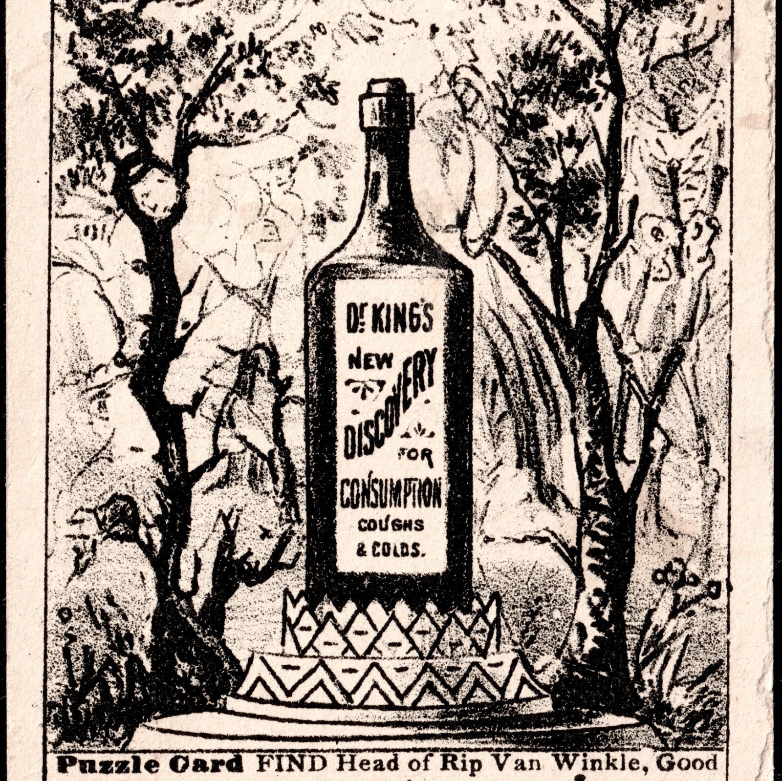 Dr Kings Discovery Consumption & Cough Cure Carthage NY Puzzle Bottle Trade Card