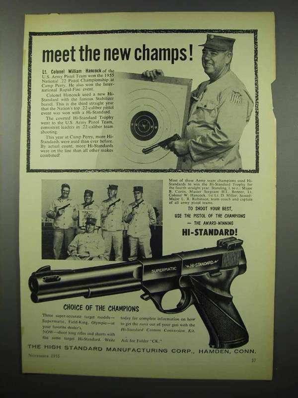 1955 Hi-Standard Supermatic Pistol Ad – New Champs