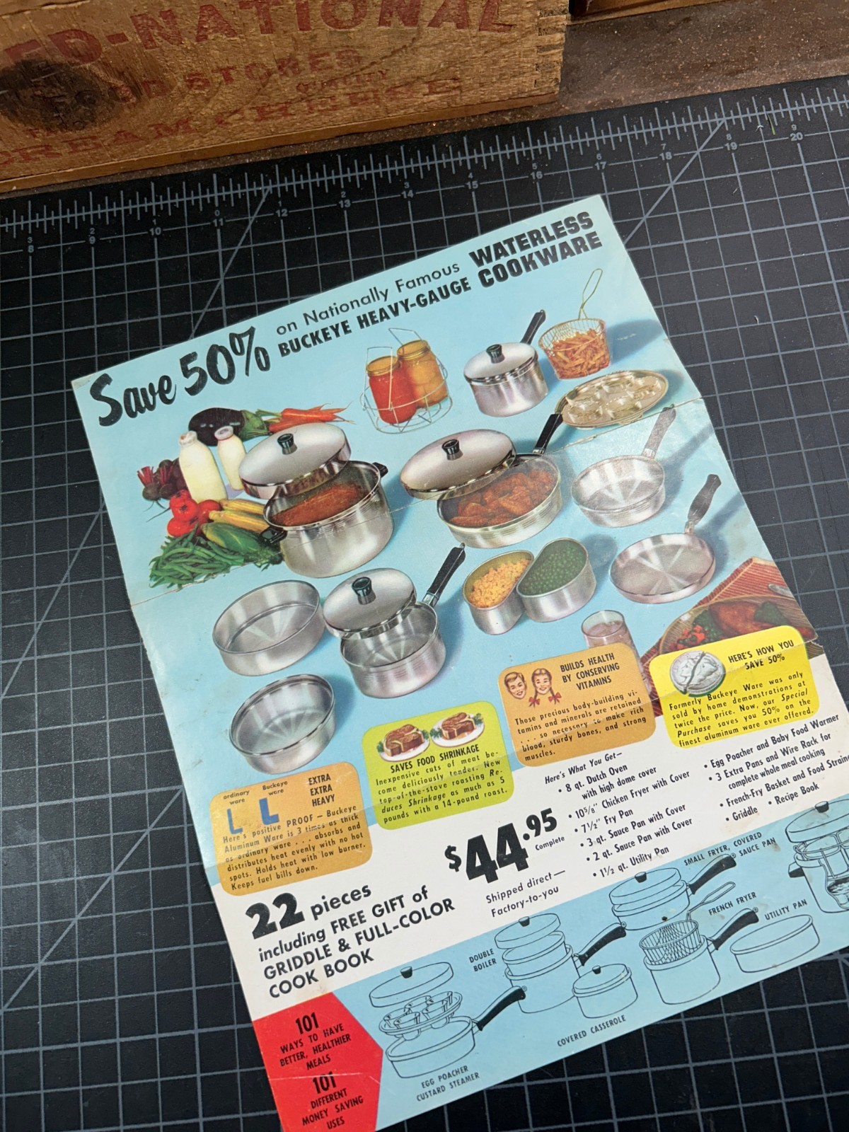 1956 Waterless Cookware Advertising Flyer Buckeye Kopper-Dome Double Sided