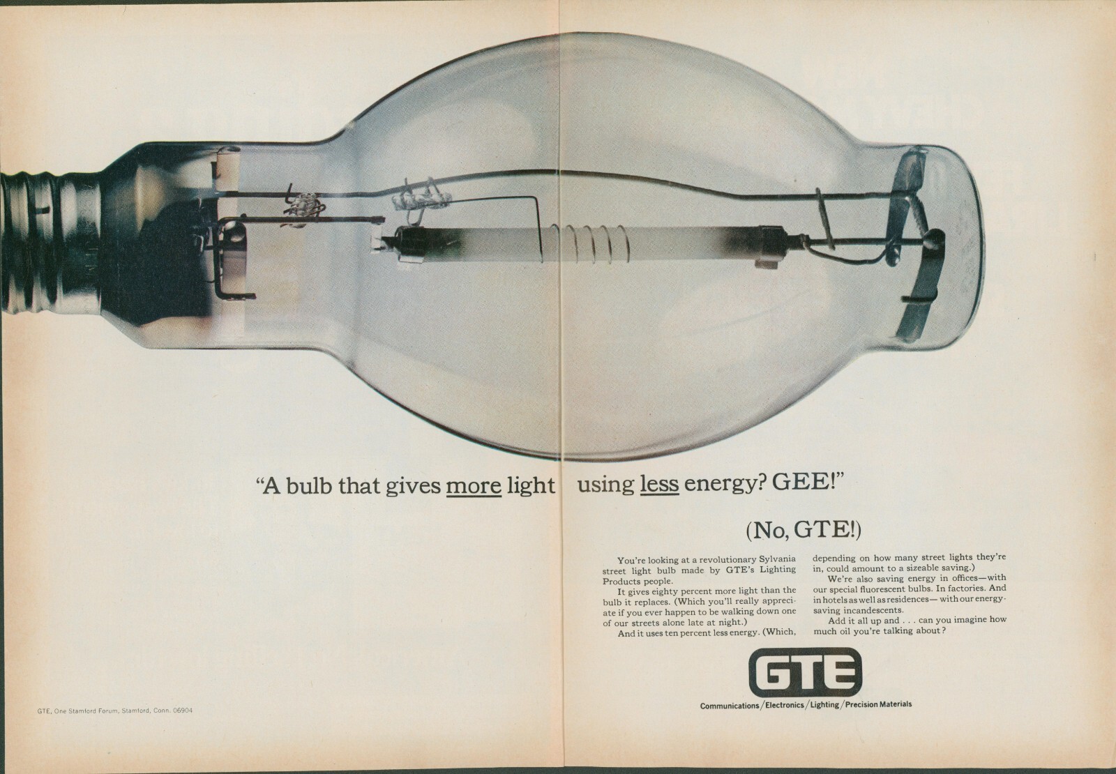 1978 GTE Sylvania Street Light Bulb More Light Less Energy Vintage Print Ad SI2