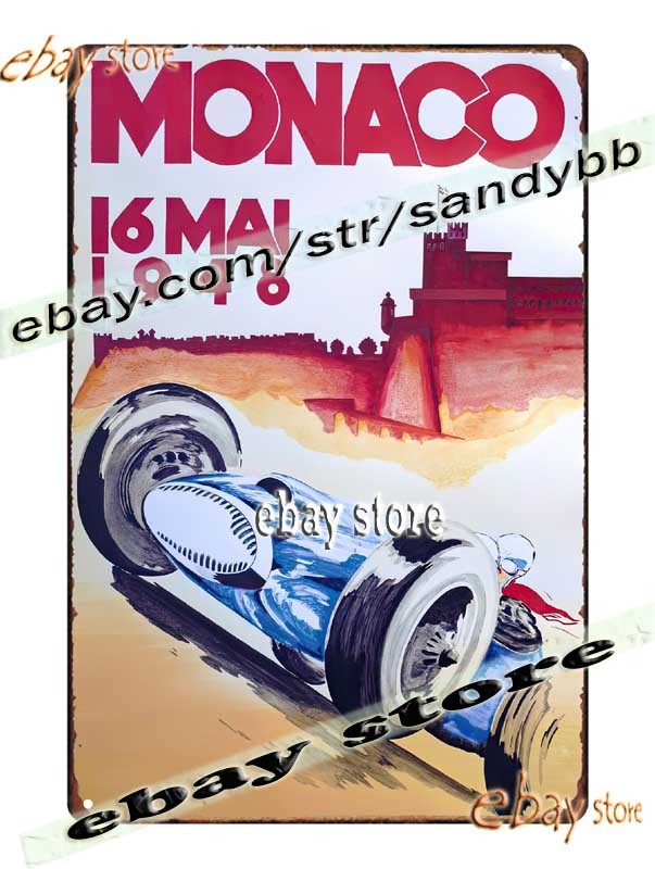 Tin Sign 1948 Monaco Grand Prix Racing Poster Vintage Rally Art room ideas