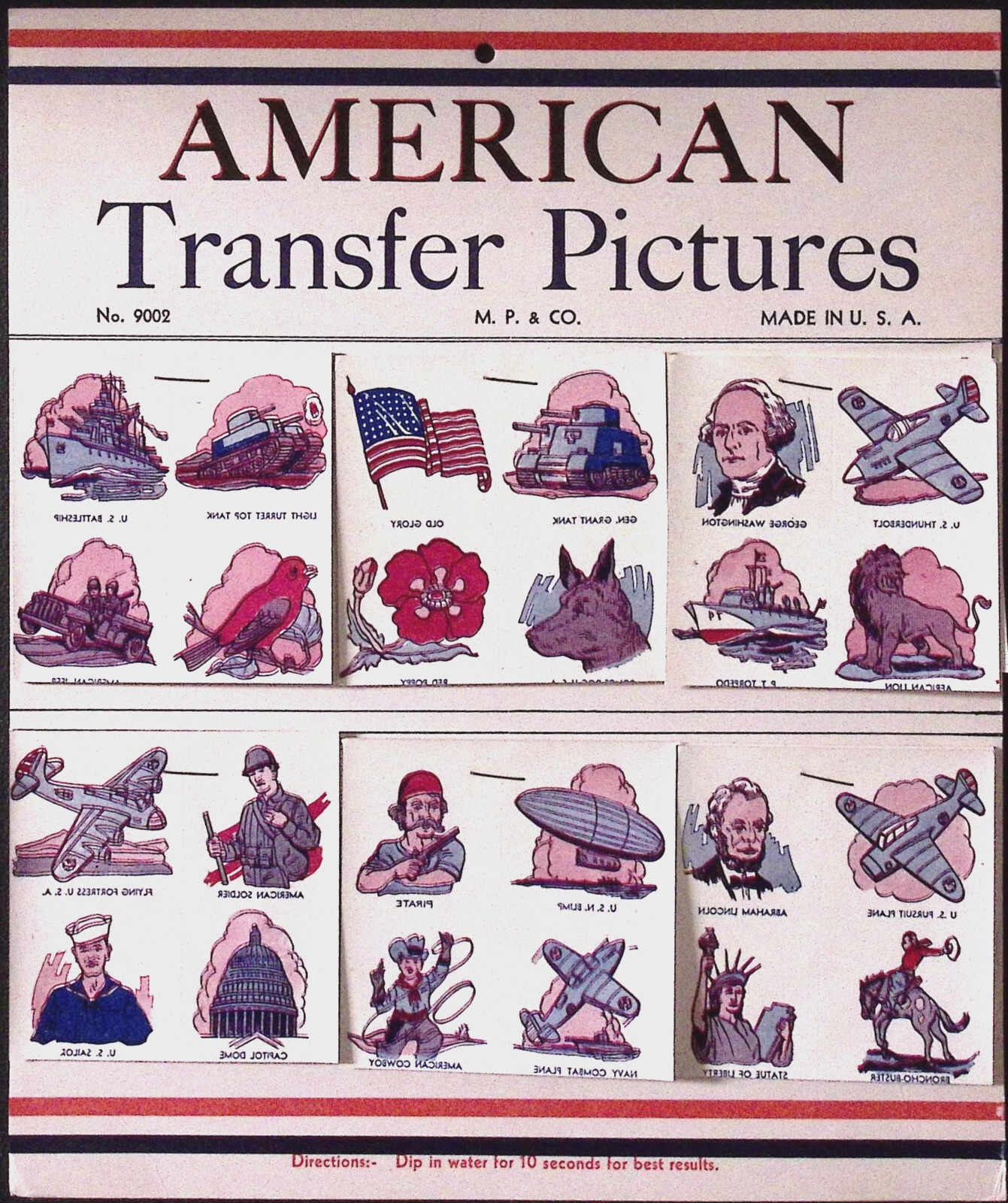 1940s WW2 AMERICAN TRANSFER PICTURES Tattoo Store Display With Bag