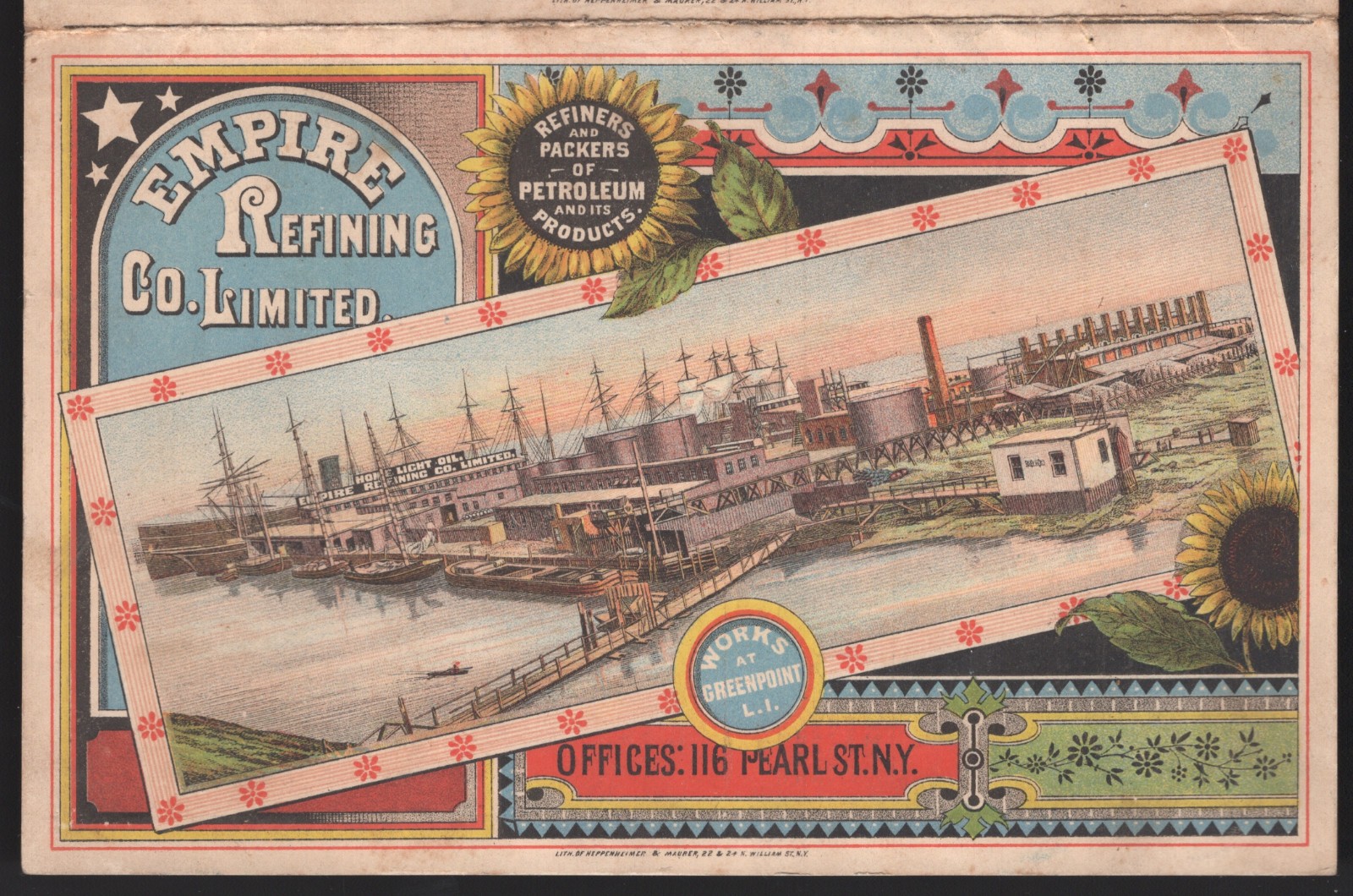 SALE~1882 NYC EMPIRE REFINING CO~HOME LIGHT OIL FOLDING TRADE CARD & PRICES C641