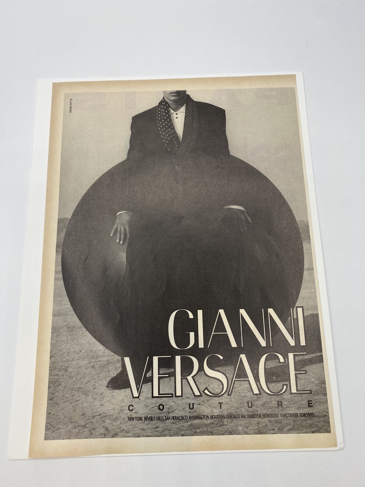 Gianni Versace Couture Trimmed Original Magazine Print Ad 1990