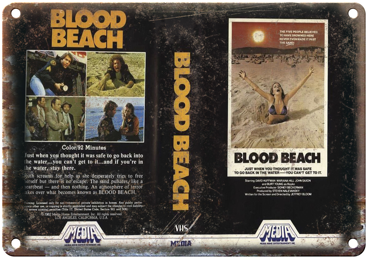 Media Home Entertainment Blood Beach VHS 12″ x 9″ Reproduction Metal Sign V40