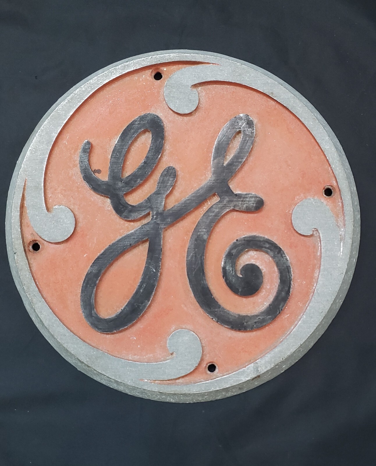 Vintage “G.E.” General Electric Cast Aluminum Building Plaque 10″ GS00095