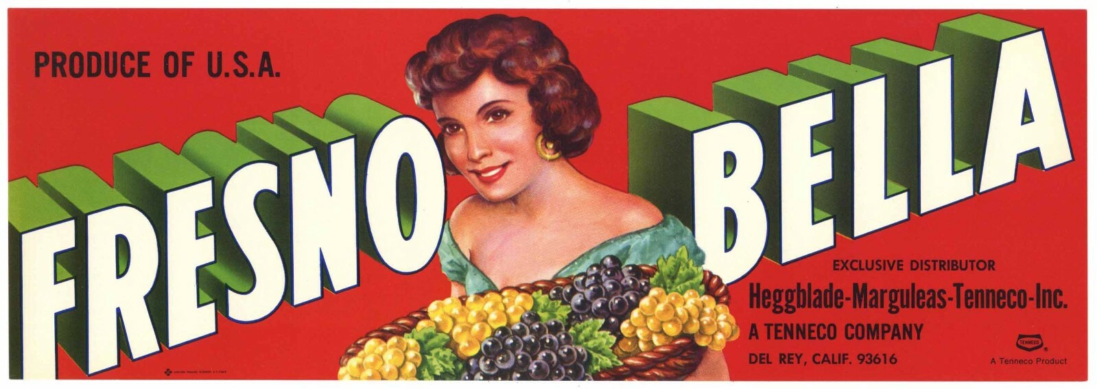 Fresno Bella Brand, Heggblade Marguleas *AN ORIGINAL GRAPE CRATE LABEL* k42