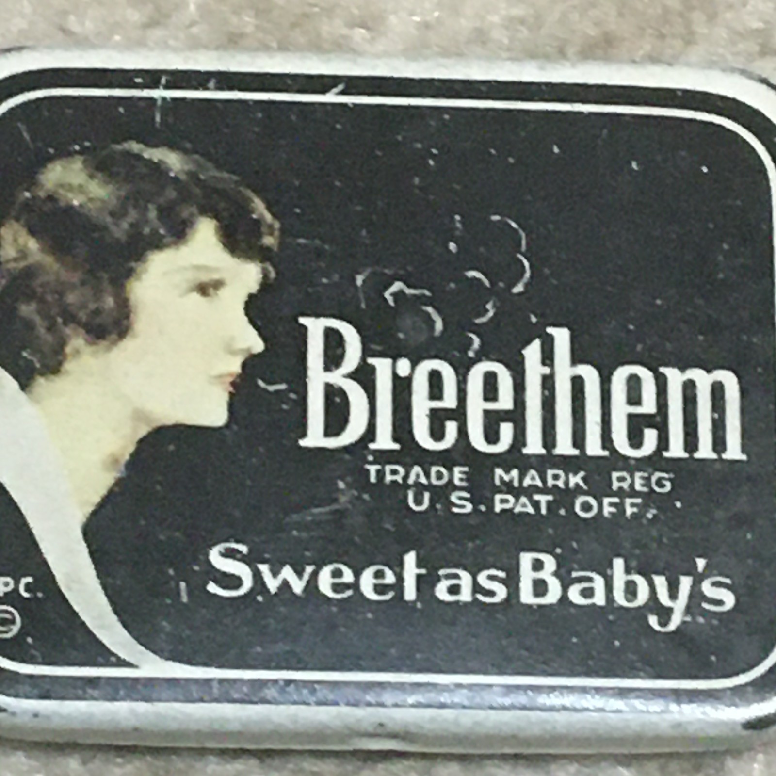 Vntg c1930s Tennessee Products Corp BREETHEM Medicine Metal Litho Tin Container