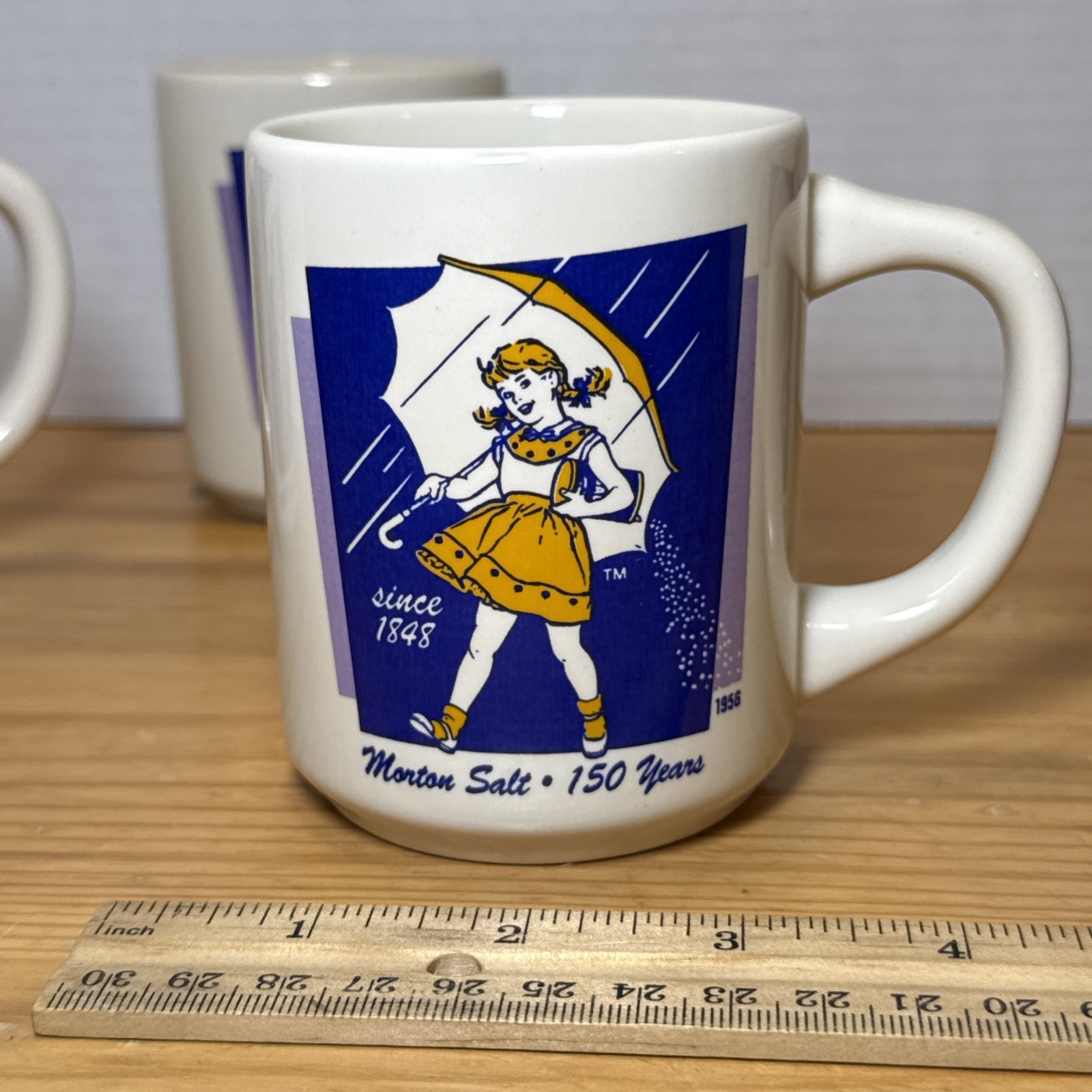 Vintage Morton Salt Mugs Lot Of 4 1914, 1921, 1956, and 1968, Bryan China