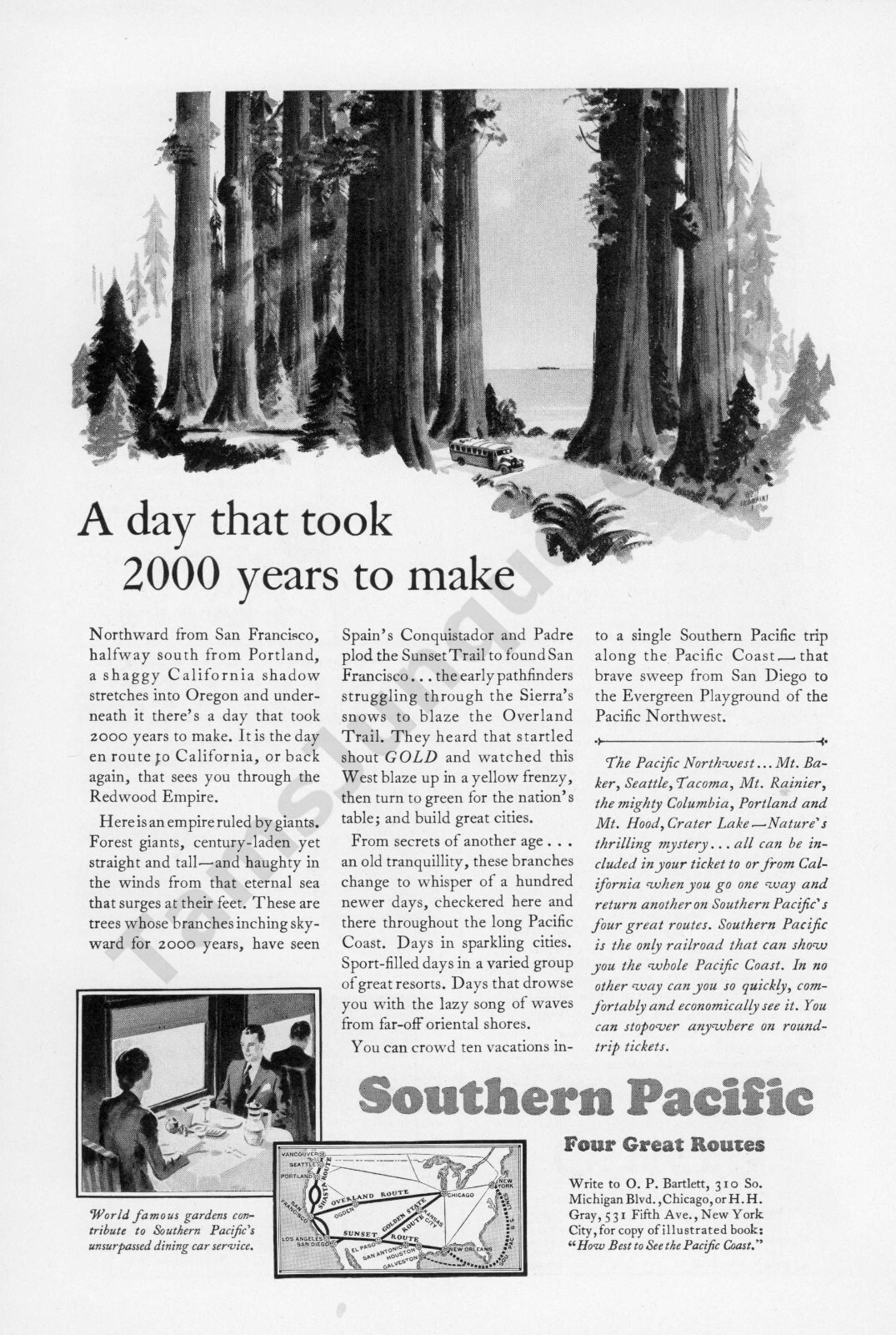 1930 Southern Pacific Railway Train Vintage Print AD, Gift for Train Fan! (233)